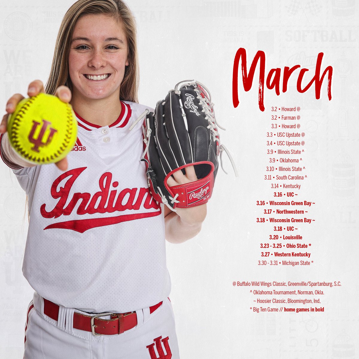 IndianaSB's tweet photo. π It's here! π
Mark your calendars with the 2018 #IUSoftball schedule!
π https://t.co/l5lDXptpwa https://t.co/76Jiog83RV