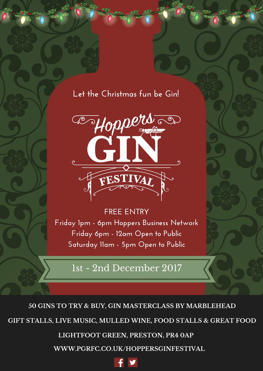 RugbyHoppers's tweet photo. Just 2 sleeps until our inaugural Gin Festival! 50 gins to try and buy as well as food and gift stalls. Please see the poster for more details. https://t.co/mcqYLQGt2o