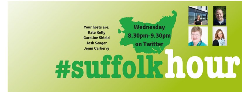 10 mins until #suffolkhour starts

Get that cuppa ready and biscuits or cakes 

Who's joining tonight at 8.30pm? 

Hosts tonight are: Caroline @simonshieldcars and Josh  <a href="/genr8card/">GenR8 Ipswich</a>