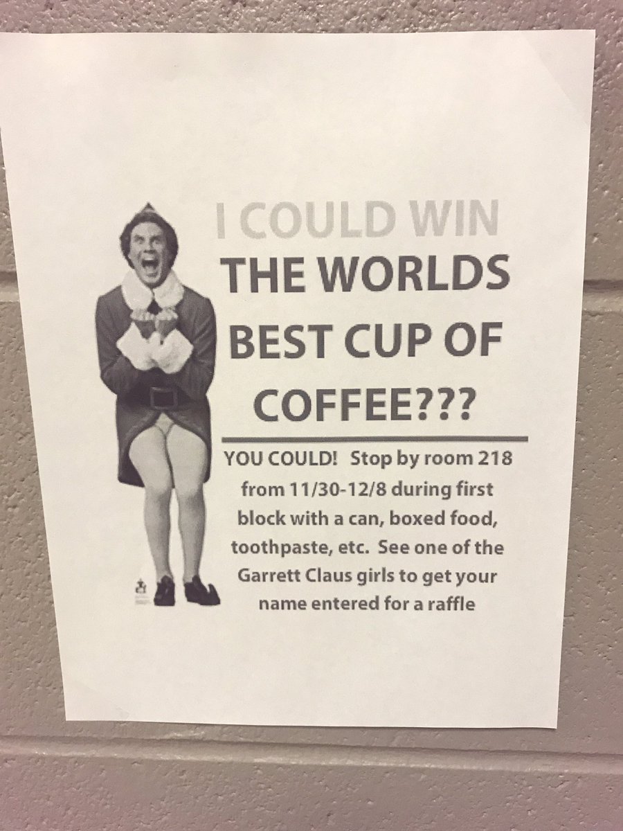 GarrettClaus's tweet photo. Tomorrow-next Friday is a canned/boxed food drive!!  Come to 218 during 1st period to get a ticket and enter your name in a raffle to win 1/3 gift cards!  Each item is 1 entree and the winner will be announced at next Friday's pep session with the pie in the face!! #GarrettClaus https://t.co/OVJk5lboOA