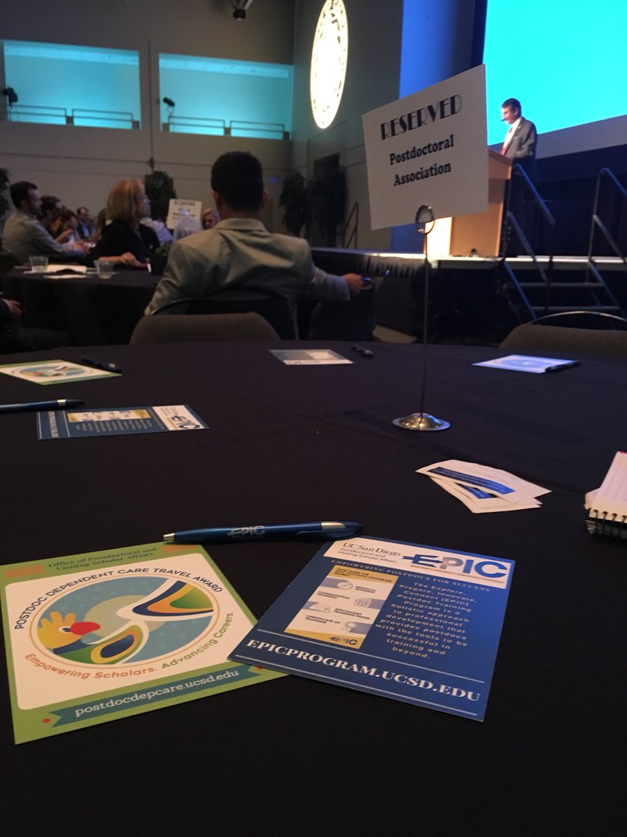 UCSDPDA's tweet photo. Check out all if info on the tables at the #postdoc appreciation luncheon detailing the amazing programs offered through the @UCSanDiego office of postdoc affairs. #UCSDPostdocSymposium https://t.co/Fnhcxztzcs