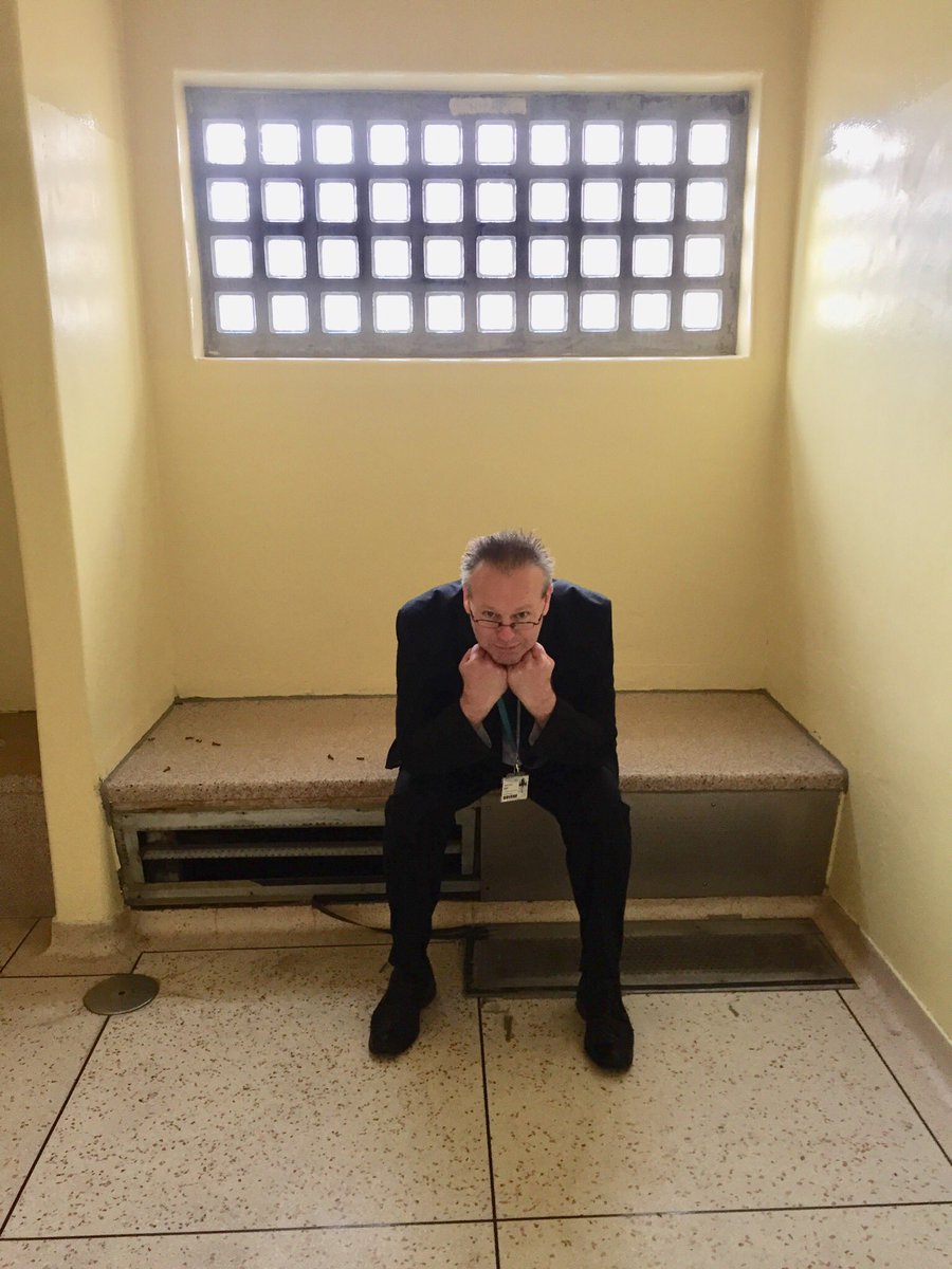 EllenThinnesen's tweet photo. As we learnt more about the exciting future for Sunderland’s old police station today, our Vice Principal David,managed to get himself locked in the cells 😂 https://t.co/9m42JLrgb1