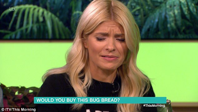 BritTVChannels's tweet photo. Holly Willoughby gags as she samples INSECT bread - https://t.co/30Qz8mhv9q https://t.co/5ACKmzWgt0