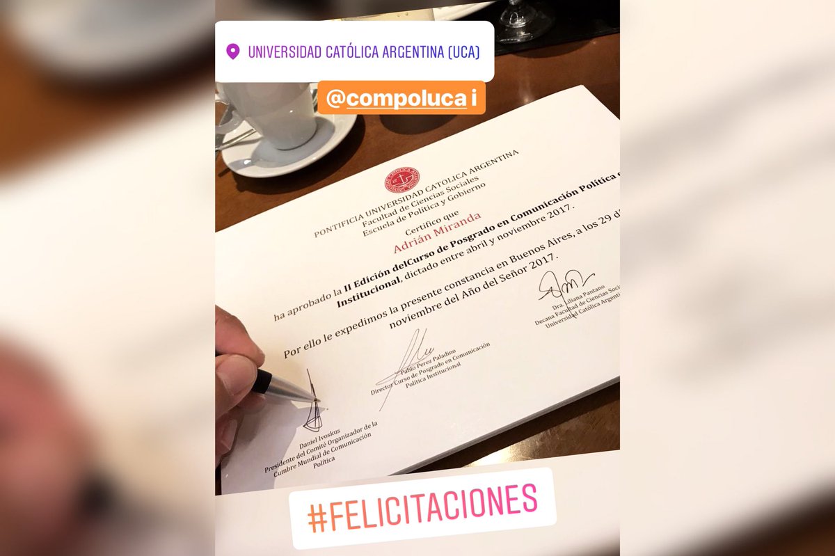 Felicitaciones 🎉 a los egresados del Posgrado de Comunicación Politica e Institucional <a href="/ComPolUCA/">ComunicaciónPolítica</a> 👏👏👏👏 listos los diplomas!!!!!🤓📚👨🏻‍🎓👩🏼‍🎓