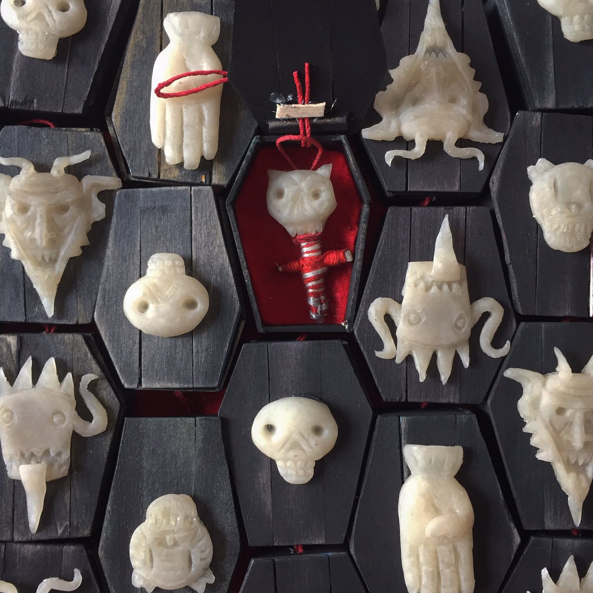 Come get one of these handmade ornaments this weekend at the Saint Vitus Holiday Flea in Greenpoint! Each comes with an undead worry doll.