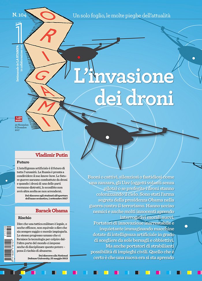 OrigamiTwitta's tweet photo. Buongiorno! E buon #lunedì! Oggi come #MondayMotivation provate a passare in edicola e leggere Origami. Volerete via, leggeri (si fa per dire) come un drone @LaStampa https://t.co/GnfbD5rbQN