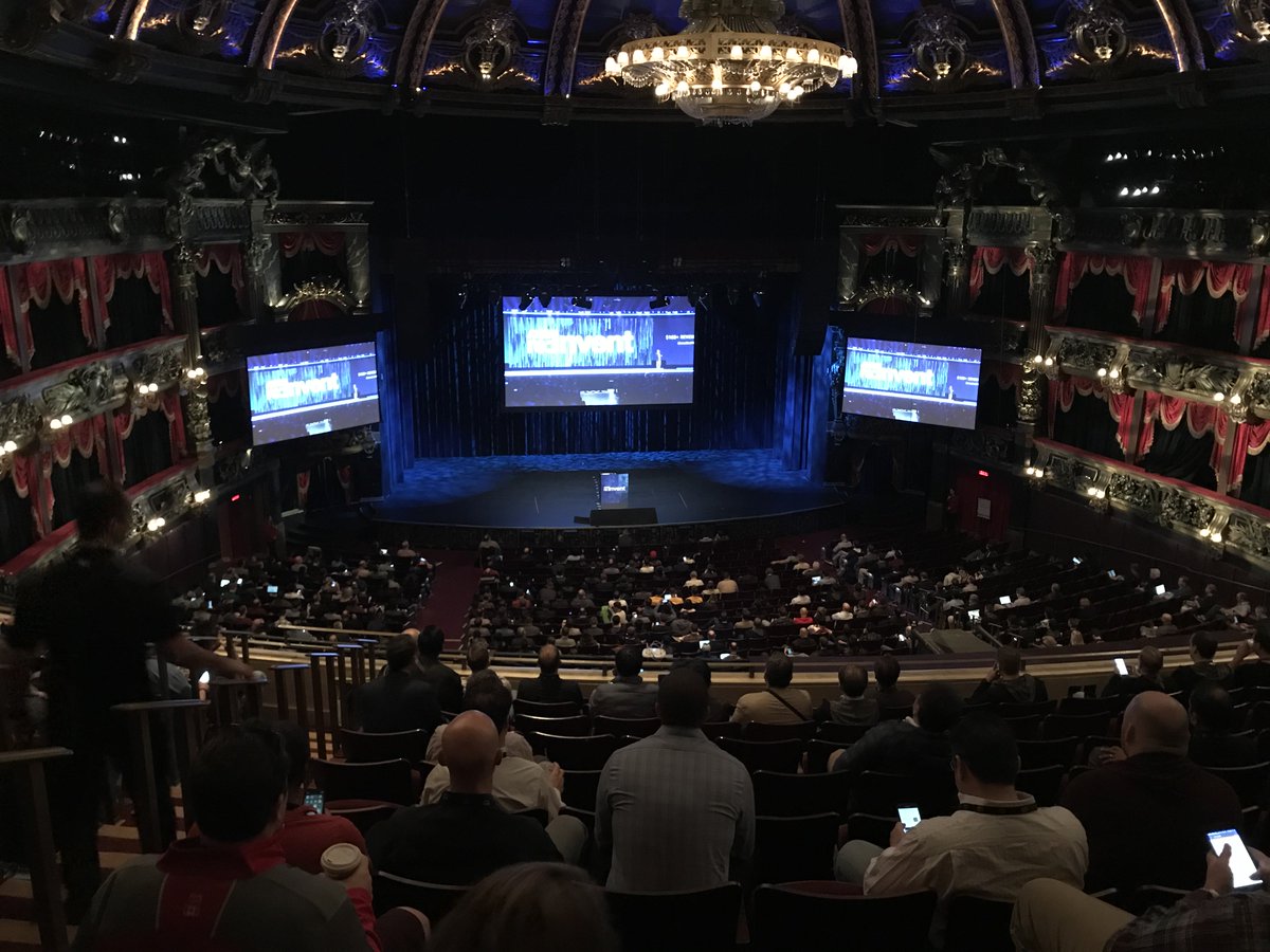 CloudAssured's tweet photo. Overflow seating for Andy Jassy keynote at #awsreinvent. Mark Okerstrom @MarkOkerstrom, President &amp; CEO at @Expedia, joins Andy on stage. https://t.co/BpOvGDiiG6