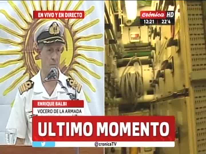 CronicaTV's tweet photo. #EdificioLibertad | @jefeprensarmada: "Estamos agotando todos los recursos para encontrar al submarino" https://t.co/JAqgOfp6QH https://t.co/D6FRra8Y54