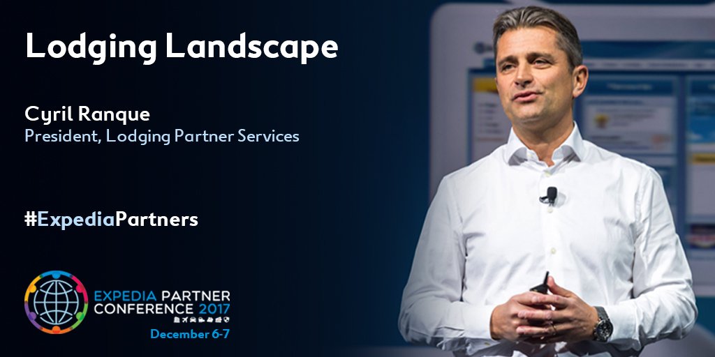 steelslider's tweet photo. Cyril Ranque will share insights on the evolving lodging landscape at the #ExpediaPartners Conference. Follow @Expedia4Hotels for live updates. https://t.co/byD4XmkcEy https://t.co/l6SNjWiabY