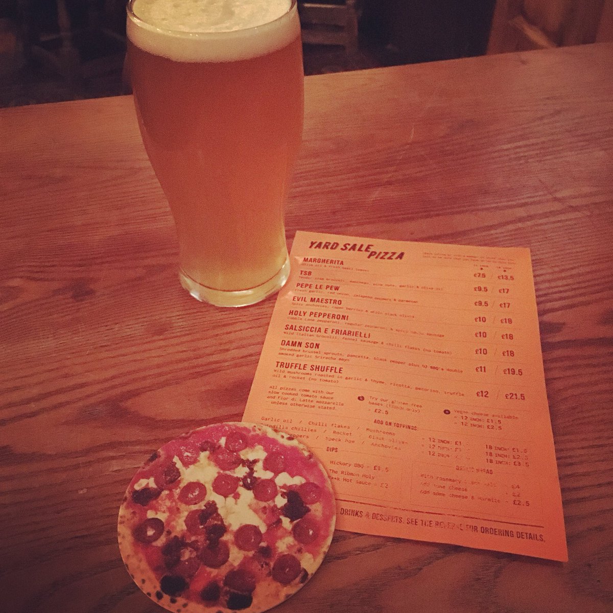 Not fussed to cook? Come to The Chesh and order food like <a href="/YardSalePizza/">Yard Sale Pizza</a> to go along with your pint.