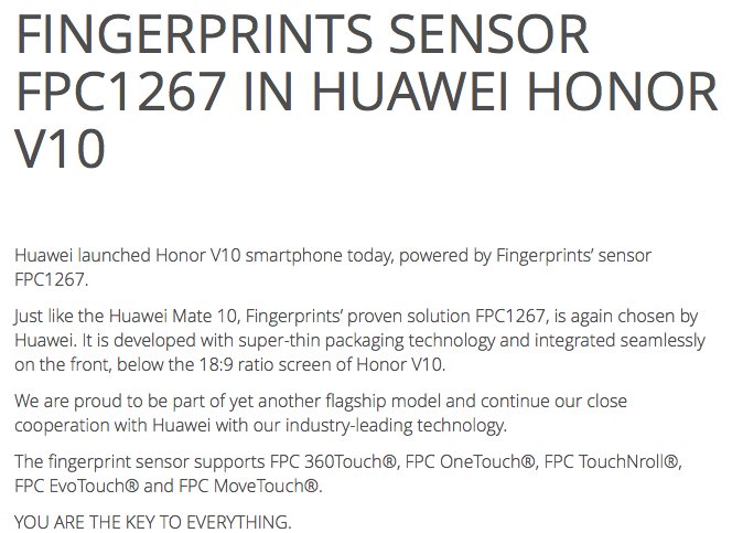 materiel's tweet photo. @FingerprintCard @UKHonor @HonorEU @Honorglobal .@FingerprintCard: "We are proud to be part of yet another flagship model and continue our close cooperation with Huawei with our industry-leading technology." #Fingerprints #sensor #FPC1267 #HonorV10 https://t.co/n1URsMPKrw