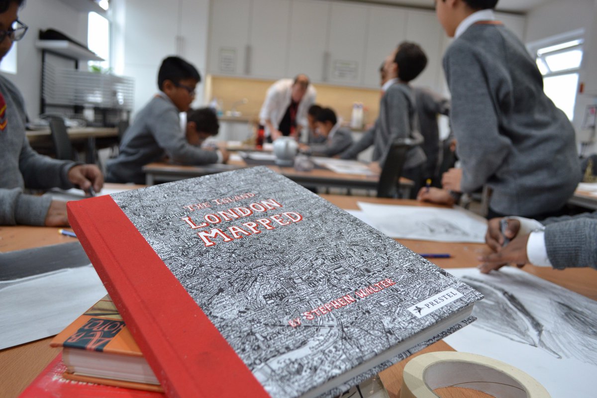 BuckinghamPrep's tweet photo. Visual artist #StephenWalter spent the day in our #artroom talking about his work and running drawing workshops. #Year5 were asked to remove the objects from the background #process #negativespace #maps #London #mapping #shape #contrast https://t.co/UjoV1WNdKZ
