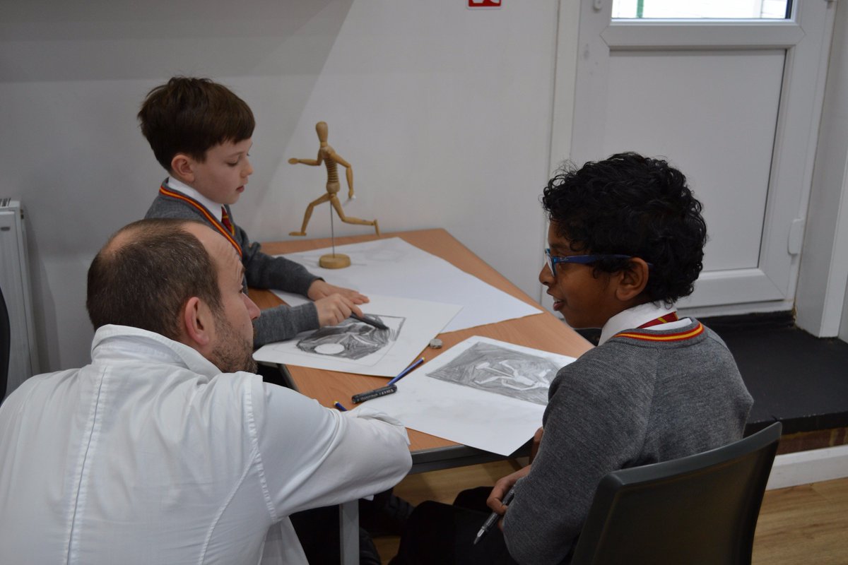 BuckinghamPrep's tweet photo. Visual artist #StephenWalter spent the day in our #artroom talking about his work and running drawing workshops. #Year5 were asked to remove the objects from the background #process #negativespace #maps #London #mapping #shape #contrast https://t.co/UjoV1WNdKZ