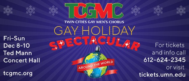 TCGMC's tweet photo. Our ALL NEW annual Gay Holiday Spectacular has a global theme: "Around the World" opens next weekend - one weekend only! Dec 8, 9 and 10: https://t.co/mMpWGBPA2L https://t.co/JshJ2w2OL5