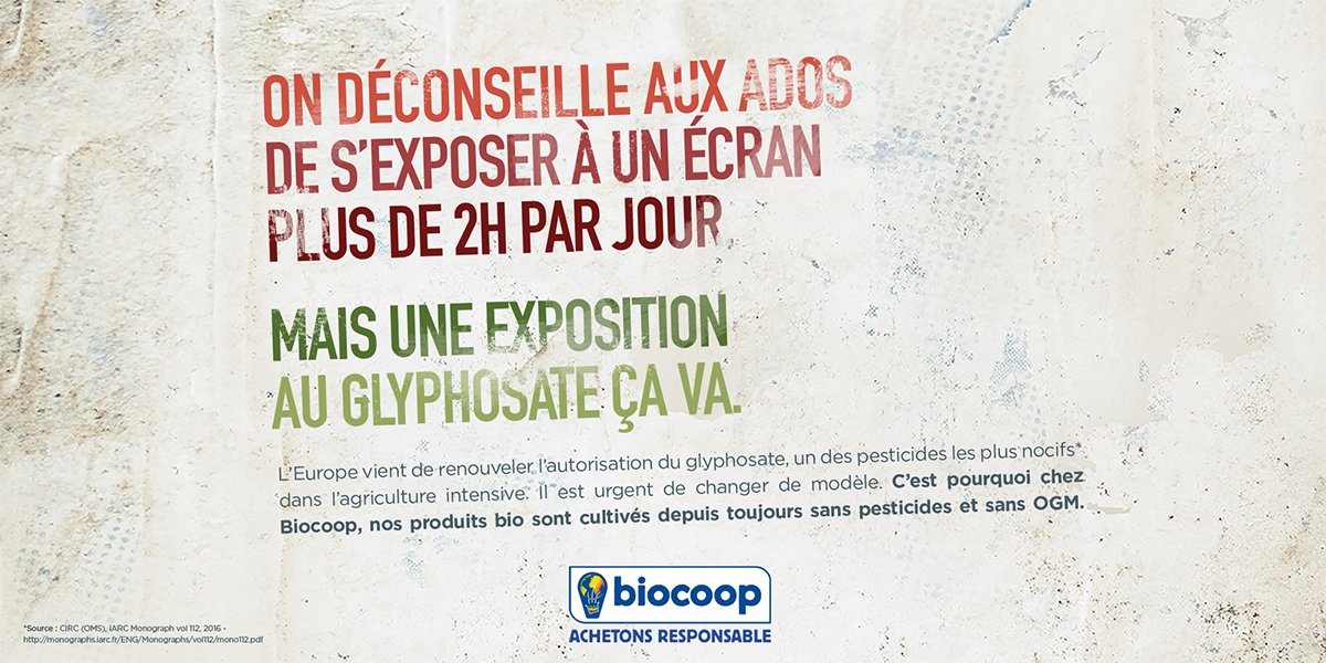 .@HungryParis s'empare de l'actualité et condamne la décision de l'Union Européenne pour son client <a href="/Biocoop/">Biocoop 🌱</a> #glysophate