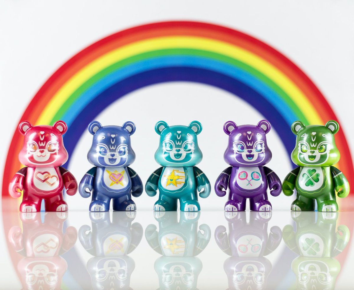 Kidrobot's tweet photo. So cute you have to collect them all! The Care Bears Vinyl Mini Series is officially online at https://t.co/3y78riWUke! #Kidrobot #CareBears #vinyl #toys #Bears #TrueHeartBear #color #cute #fun #rainbow #AmericanGreetings https://t.co/sXgvGloGur
