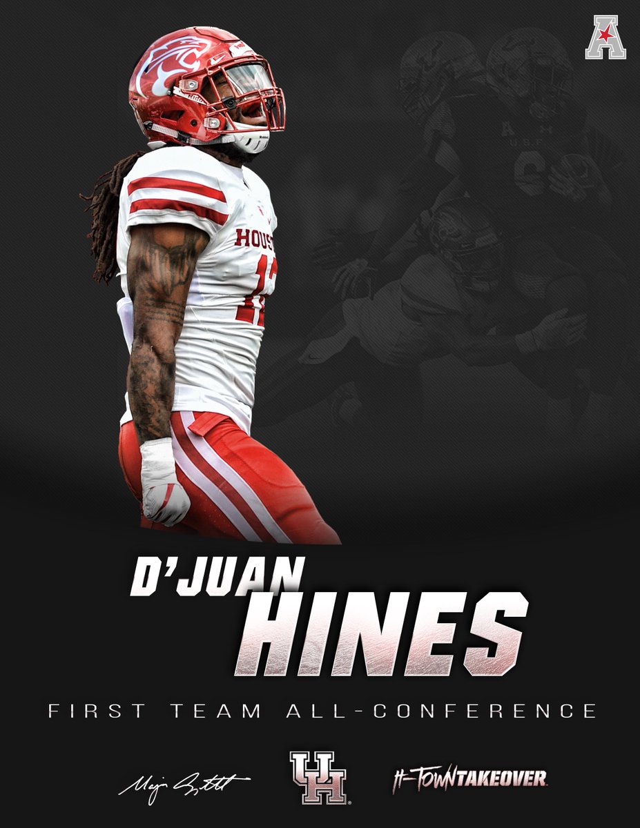 UHCougarFB's tweet photo. The #HTownTakeover's leading tackler, help us congratulate @BDJ_RunTellDat on being named to The @American_FB First Team! https://t.co/Cn8pjc3mcf