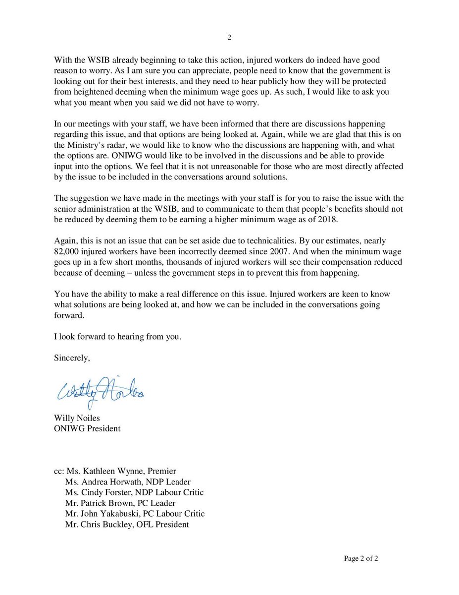 ONIWG's tweet image. #Bill148 was long overdue and will make a real difference for thousands of workers. But #WSIB has a trick to make sure #injuredworkers don't see the benefits of it, via a perverse practice called deeming. Read our letter to @MPPKevinFlynn demanding action injuredworkersonline.org/urgent-action-…