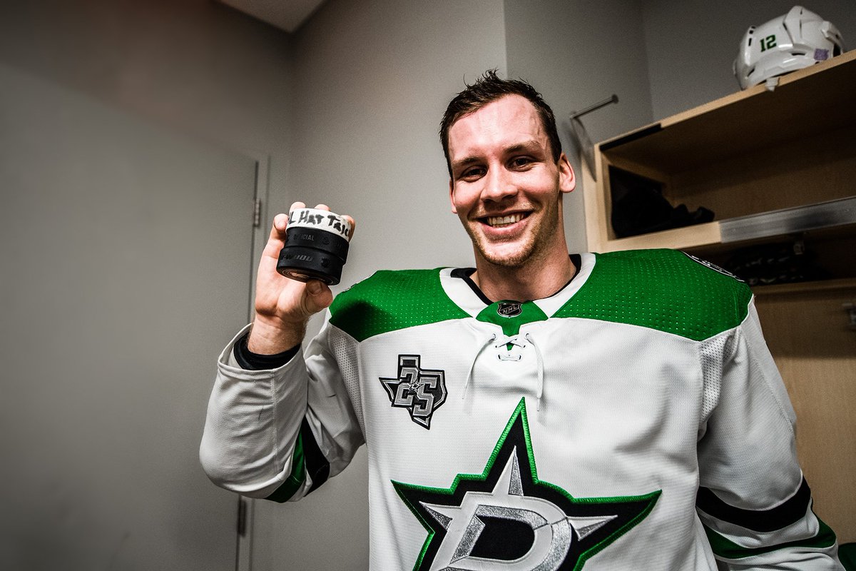 DallasStars's tweet photo. 11:52 PM: The end of a memorable night for @RadekFaksa. #GoStars https://t.co/76q4el2Uly