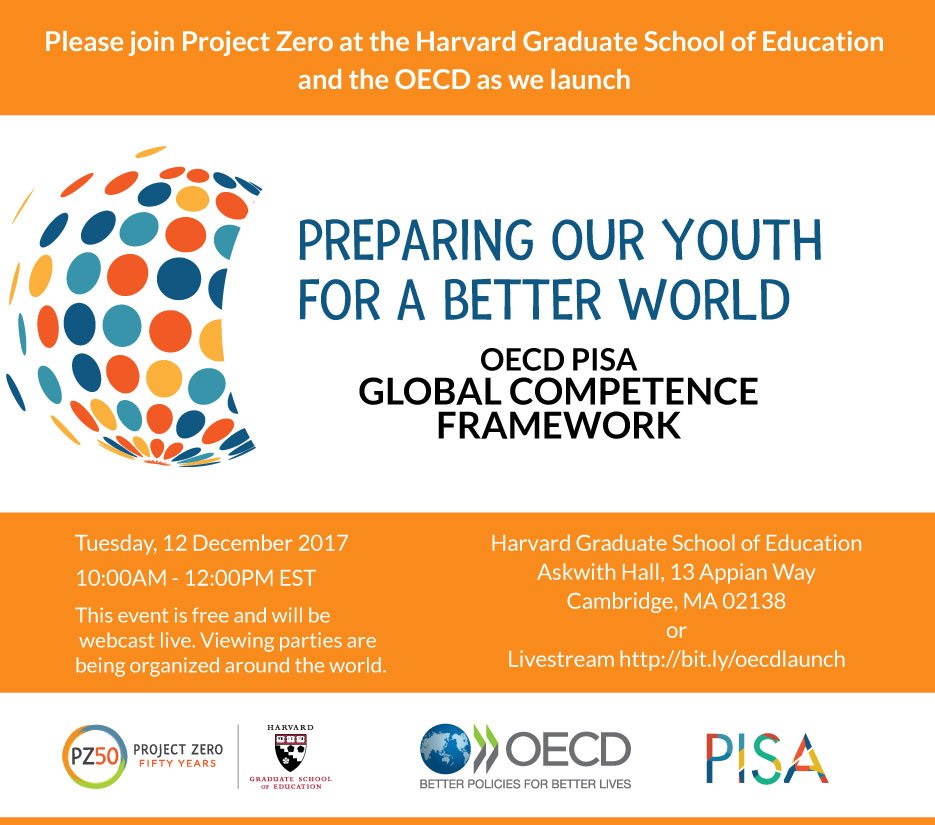 ProjectZeroHGSE's tweet photo. Don't miss the launch of the Global Competence framework! Join us in-person or via livestream for this free event on December 12th. Register here: https://t.co/rmr0A80nW0 #betterworld @OECD @hgse https://t.co/YtNgTpBuU1