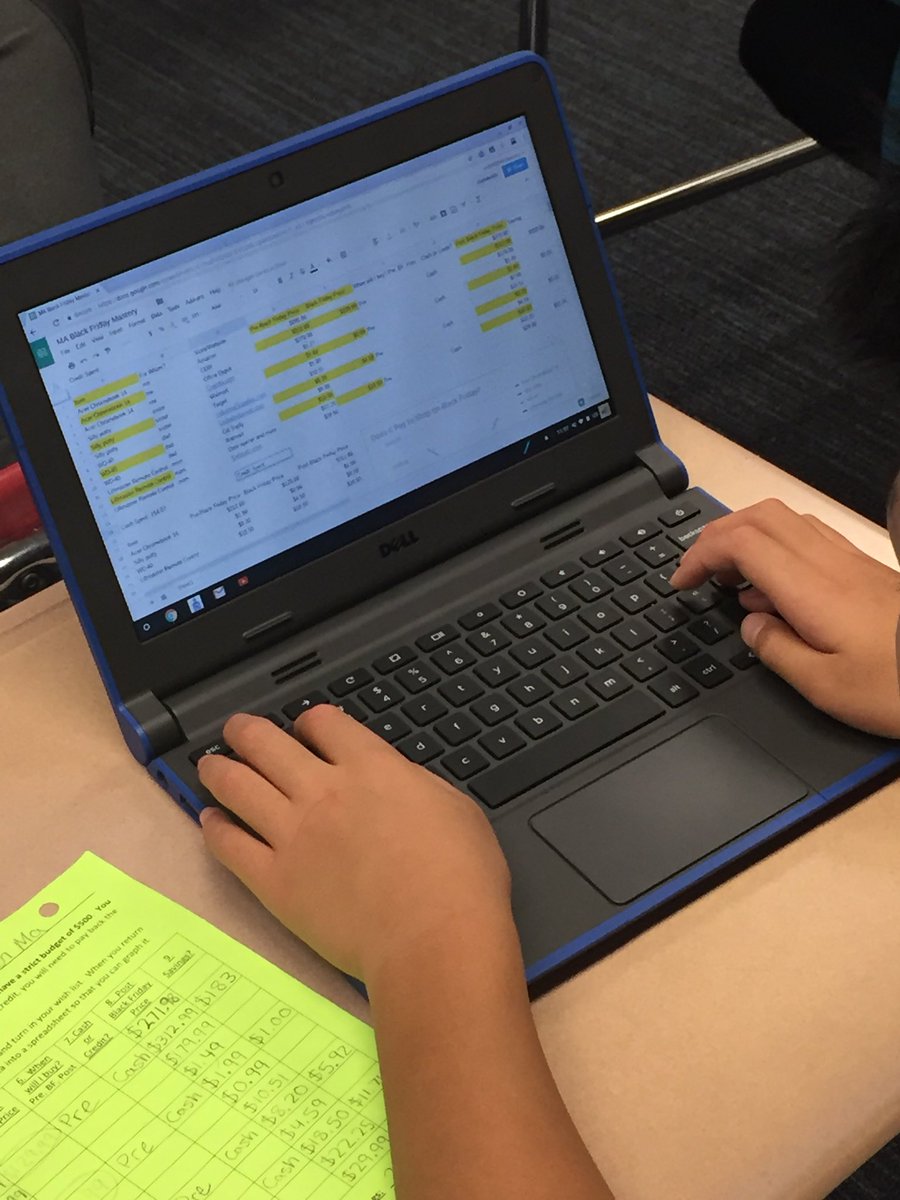 aadrean's tweet photo. A financial literacy lesson with Mrs. Pettigrew @phxms “Does it pay to shop on Black Friday?” #DataSpreadsheet #ItsWorthIt https://t.co/cYYHgQXzvX