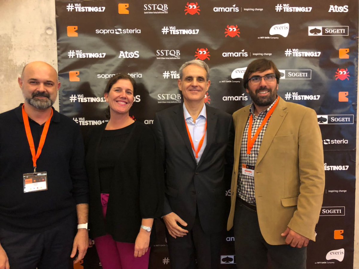 viewnext's tweet photo. Estamos en el #vlctesting17 con @dboutamb Director de la práctica de Calidad y Pruebas de @viewnext , Laura Olcina Directora del @ITI_TIC , Miguel Fuster Subdirector / Director de Operaciones y Maximiliano Mannise, Software Quality Director y Organizador del evento. https://t.co/7JOLxDI9zy