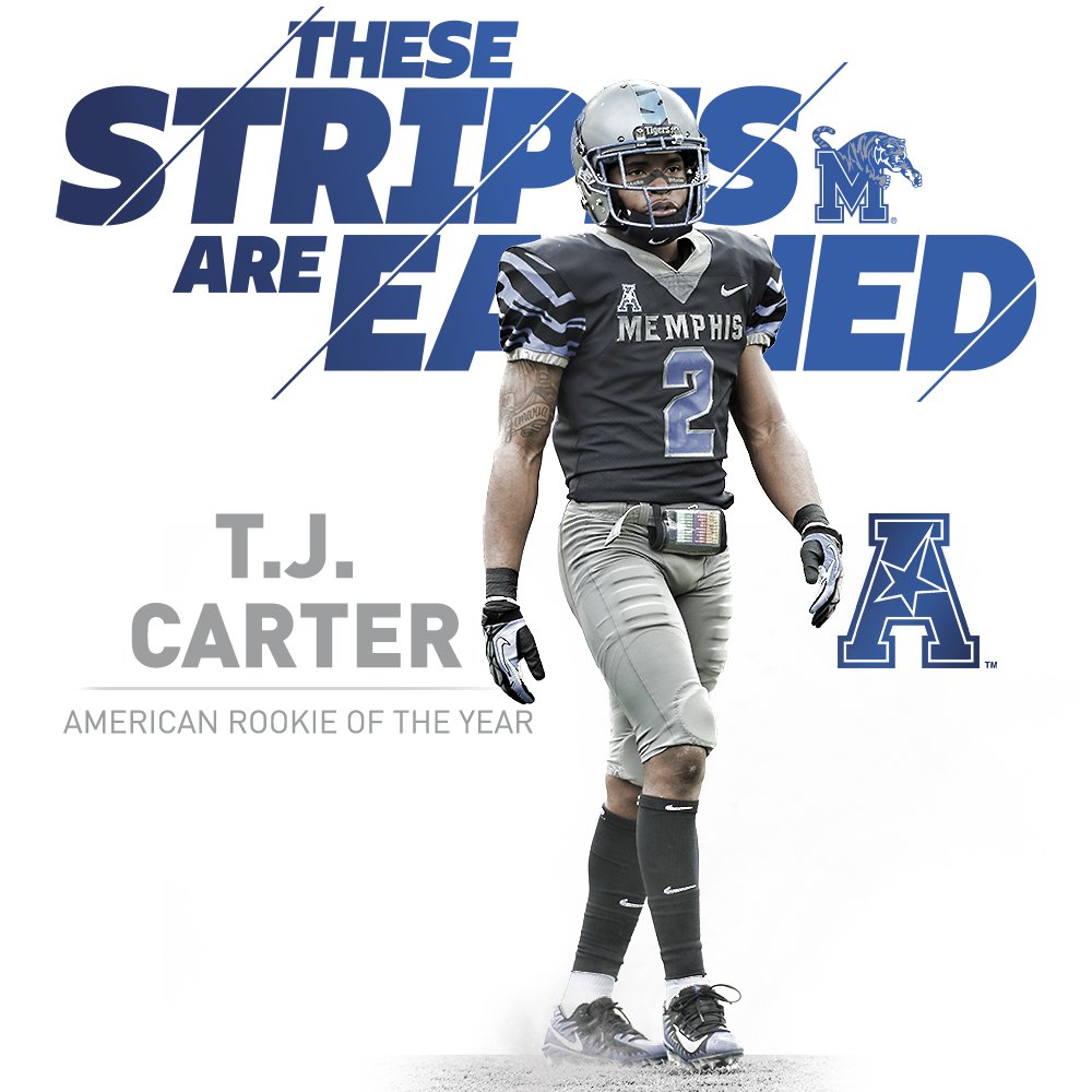 TigersAthletics's tweet photo. Congratulations goes out to our to individual award winners, Tony Pollard and T.J. Carter! Pollard is the @American_FB Special Teams Player of the Year and Carter is the conference’s Rookie of the Year! #GoTigersGo https://t.co/lwZ9HgMeI8
