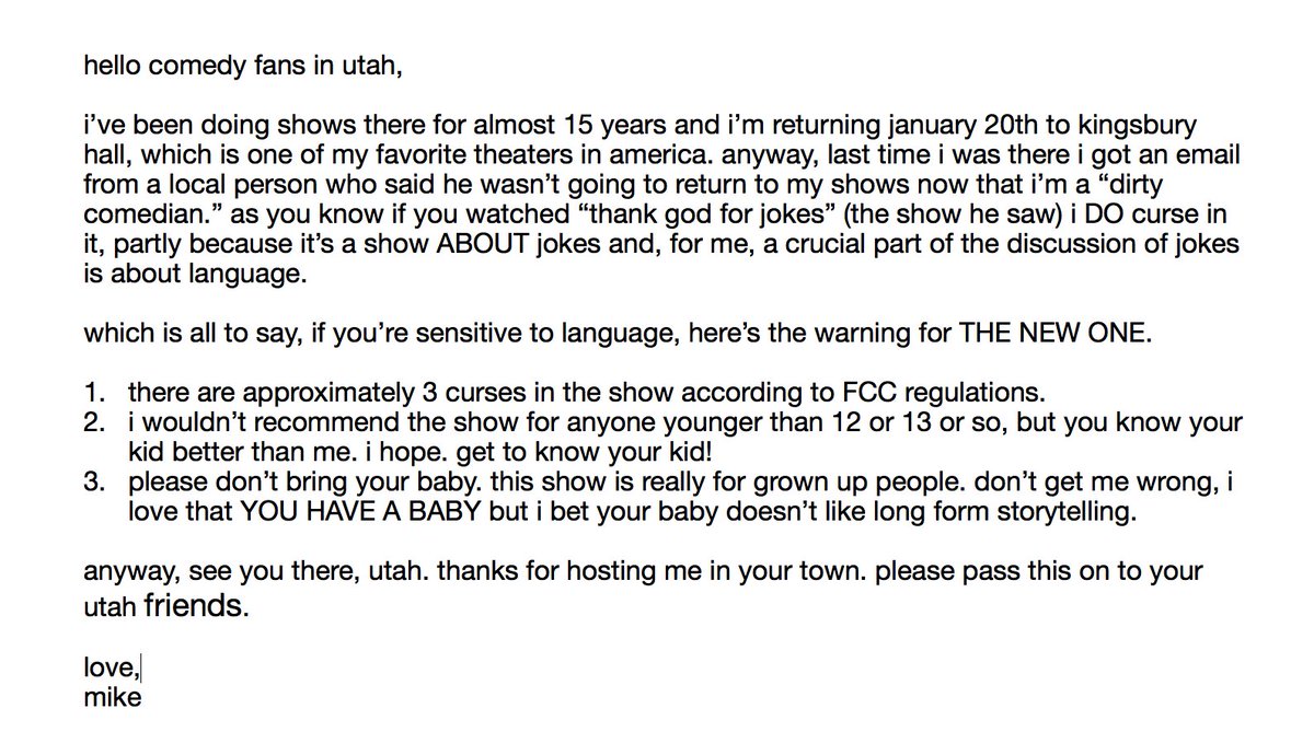 birbigs's tweet photo. an open letter to comedy fans in utah: https://t.co/OHtFt3y1z8 https://t.co/7nsffCBl9z