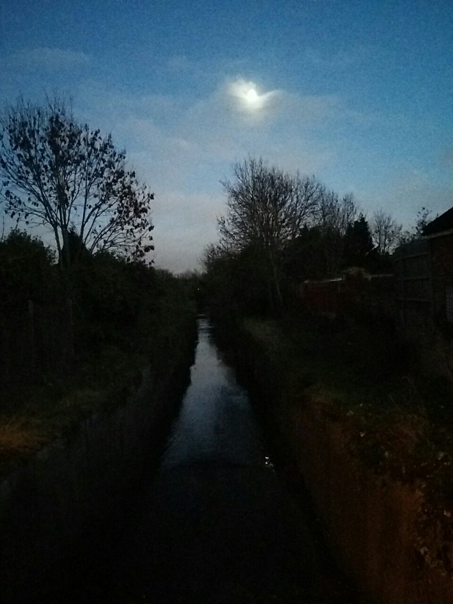 AlisonJArcher's tweet photo. Moon over #PymmesBrook just off #A406 Let's make #London a #nationalparkcity! #shapeyourriver #workingtogether @Thames21 https://t.co/STlZxU0XUn