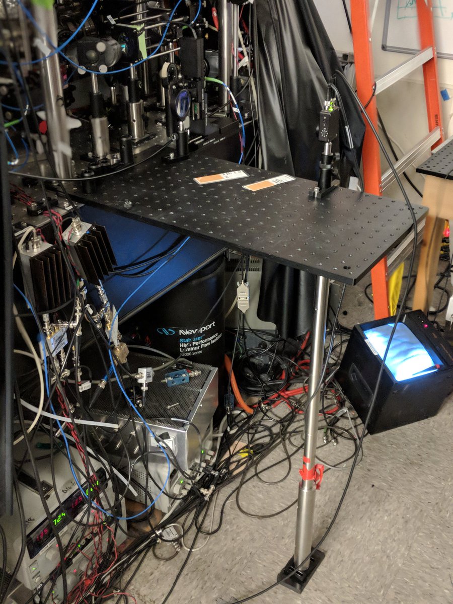 ecopenhaver's tweet photo. Well that is the jankiest extension to an optical table I have ever seen. On the #experiment next to mine. #phusics #science #optics https://t.co/hWzVyQzB9P
