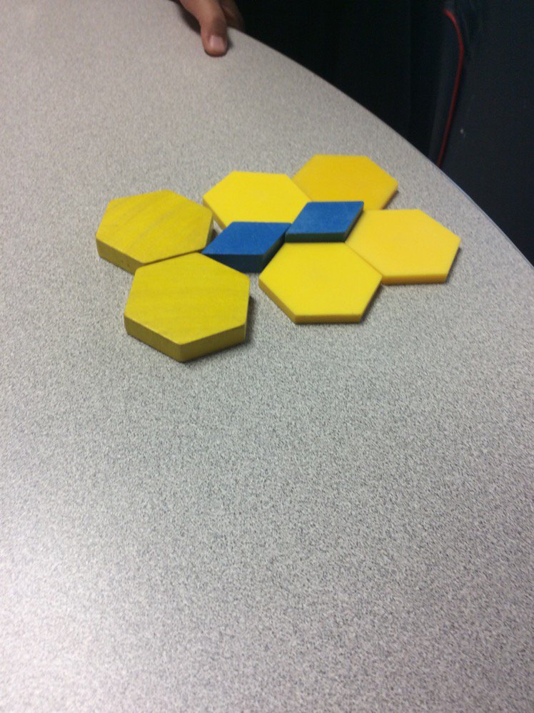 K3Kinders_HW's tweet photo. Students have been enjoying making their own creations using our pattern blocks! What do you see? @HelenWilsonPS https://t.co/CKHqDgqhq4