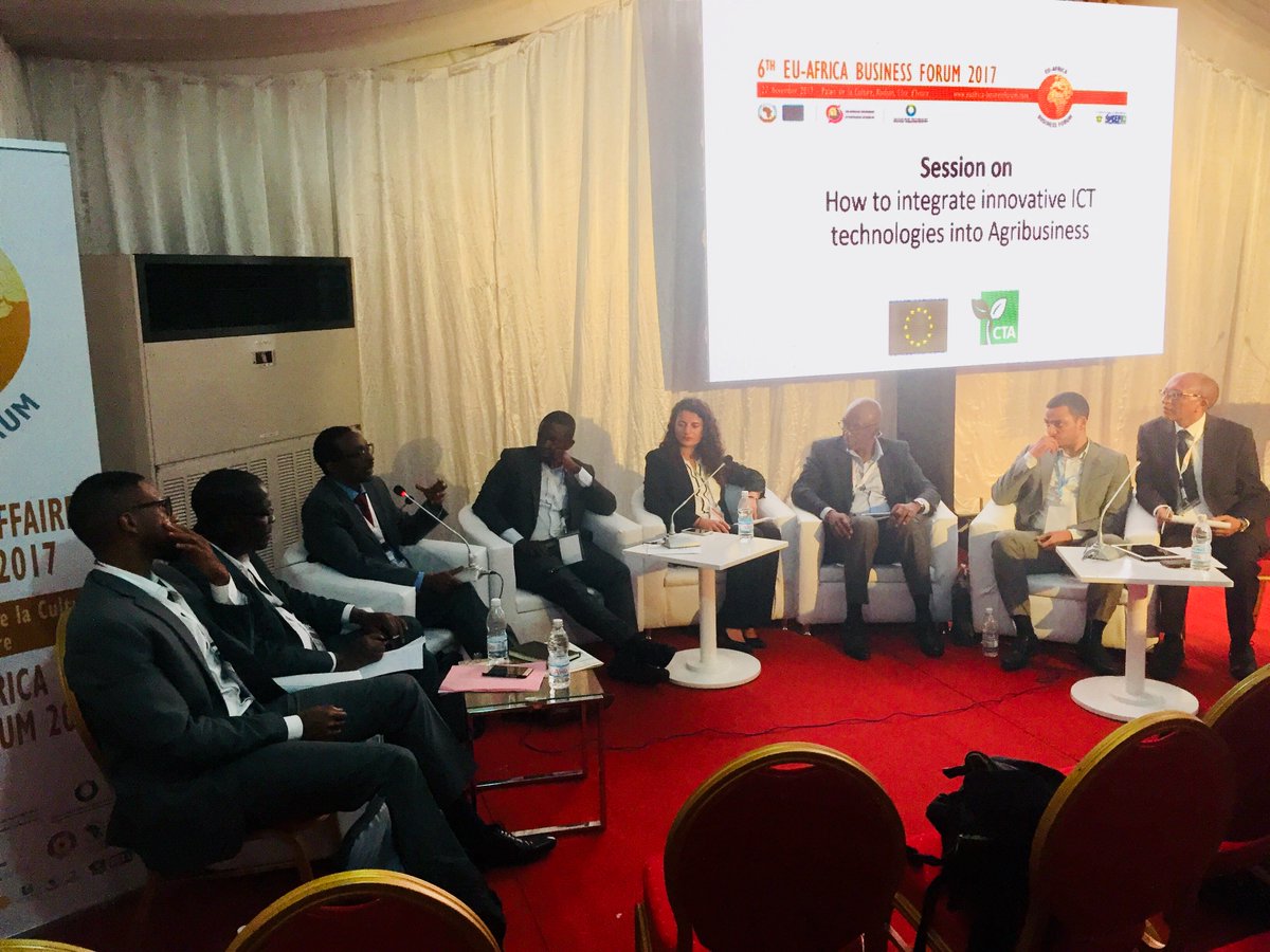 CTAflash's tweet photo. At #EABF2017, CTA convened policy experts and entrepreneurs working across #Africa to discuss innovative #ICT4Ag solutions. Find out what practitioners from @OCP_Africa @HelloTractor @AfDB_Group @sacau_media @ensibuuko @Airinov &amp; @MICENUP had to say; https://t.co/EgE3OVgoFC #UAUE https://t.co/GqdYQ3PsBr