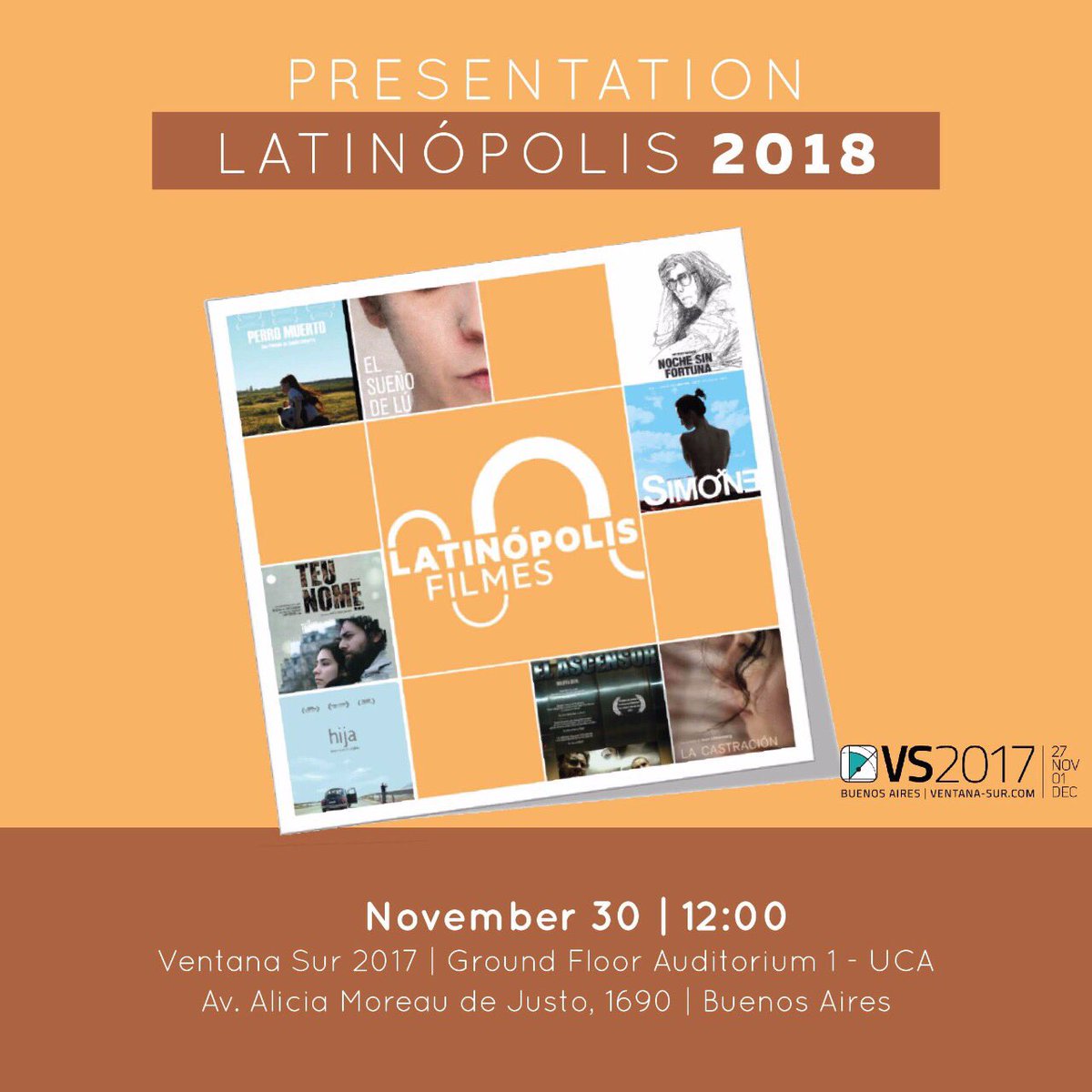 zapatafilmes's tweet photo. 📍Buenos Aires! Amanhã acontece a apresentação sobre a rede de distribuição 'Latinopolis Filmes" no @VentanaSur! Às 12h! https://t.co/K6fazbKYR9
