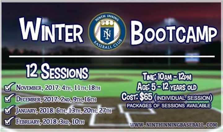 9thinningbball's tweet photo. Don't forget to sign up for our Winter Bootcamp!!
Register on our website or call us for more information⚾️ #Baseball #camp #winter #baseballyouth #ninthinning #ninthinningbaseball #chamblee #atlanta #georgia https://t.co/VoULe4nOTn