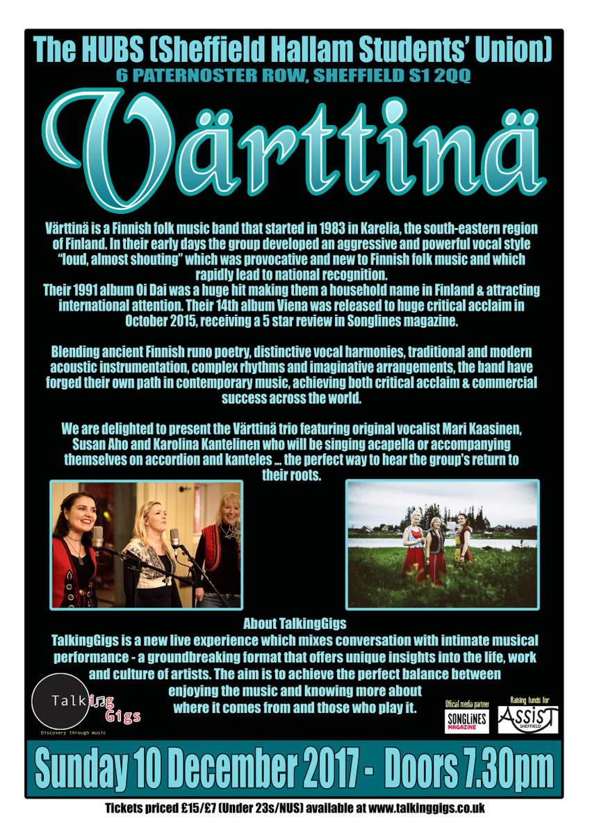 10 days to go, 15 tkts left - <a href="/Varttina/">Värttinä</a> at <a href="/HUBSSheffield/">HUBS Sheffield</a> will sell out. Buy now talkinggigs.co.uk #sheffieldissuper
