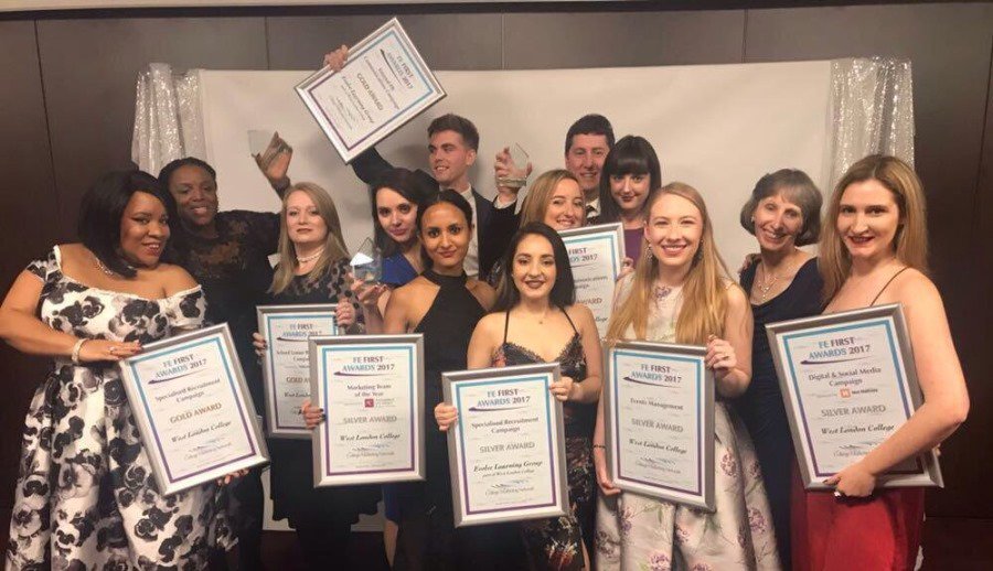 westlondoncol's tweet photo. 🗞️COLLEGE NEWS: Our Marketing Team wins a record eight honours at the @cmnoffice #FEFirsts2017 Awards! #westlondonway Read all about it here: https://t.co/GjgmjEHJGU https://t.co/scqnrPTYM7