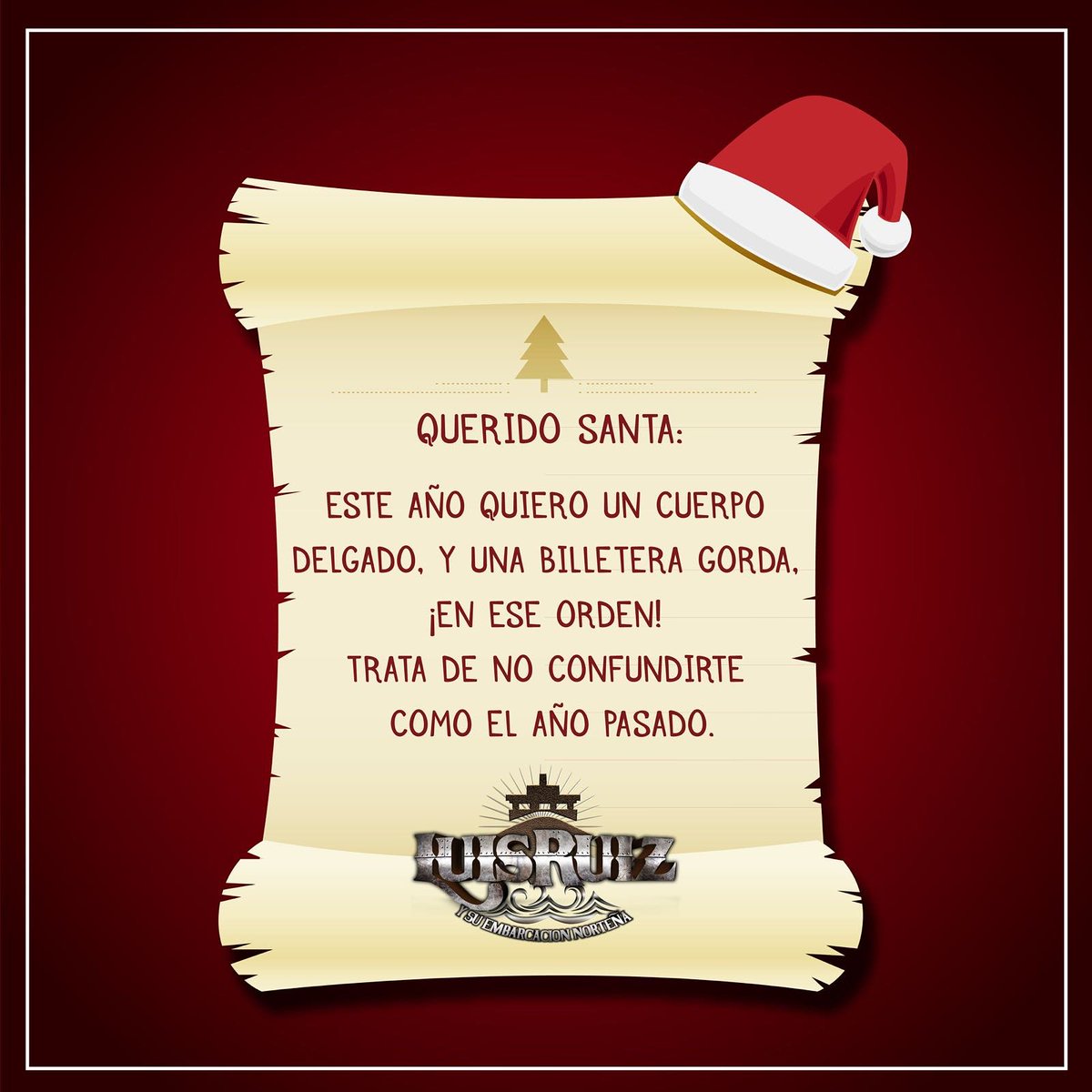 EmbarcacionDLMN's tweet photo. Se acerca la Navidad, Santa ahora si no te equivoques... por favor 🎅🤶
#LuisRuizYSuEmbarcacionNorteña #LRYSEN #NOTEIMPORTÓ  #LuisRuiz https://t.co/3d6OF9Bh4p