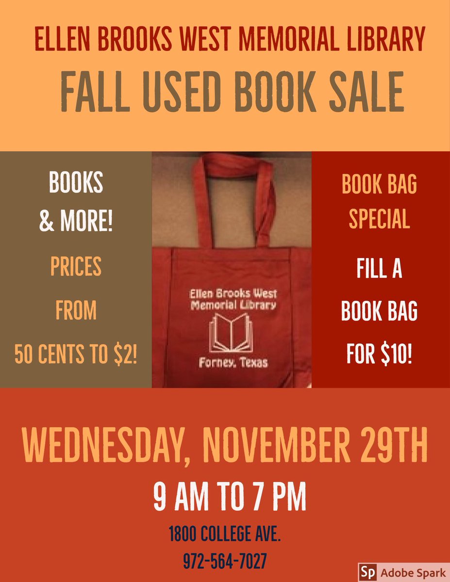 WarrenMSLibrary's tweet image. EBWM Library Book Sale #forneyreads
