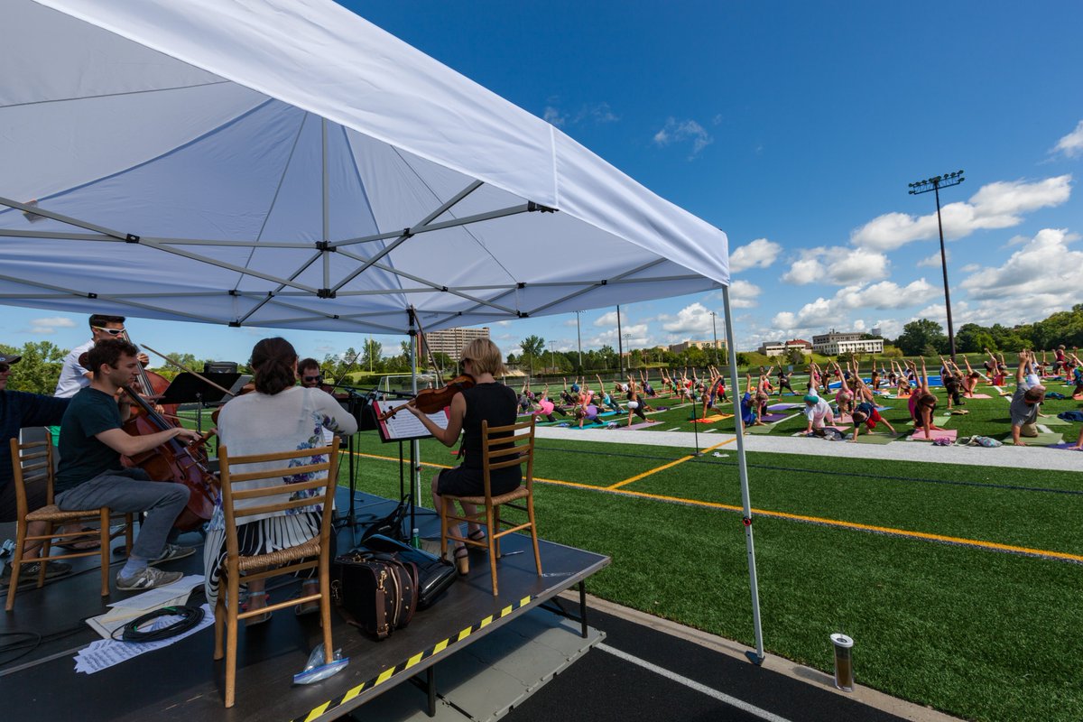 What do YOU know about Lakes Area Music Festival?  Last year, LAMF held an outside yoga class on a football field with a LIVE CLASSICAL MUSICAL ENSEMBLE PLAYING!  Share your  LAMF memories/comments below. #WednesdayWisdom #LakesAreaMusicFestival #Gearingupfor2018 #ClassicalMusic