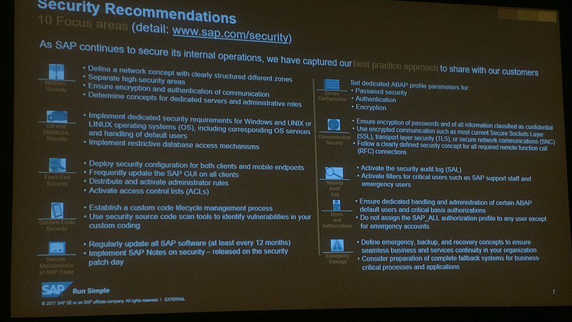 anti_SAP_ALL's tweet photo. #SAPCybersecurity2017 10 Security Recommendations https://t.co/HnkQ8iMGa5