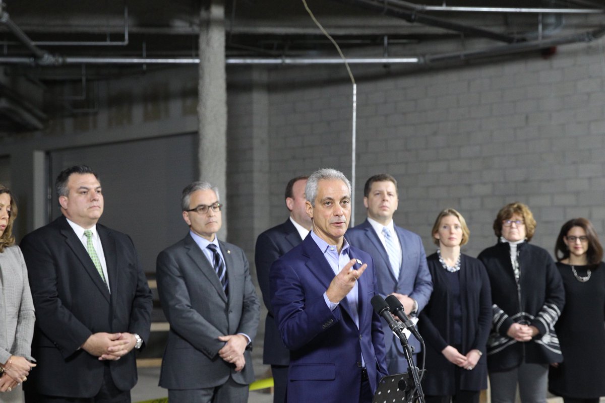 MayorRahm's tweet photo. Today the City of Chicago, in conjunction with the Chicago Infrastructure Trust, took the next step in developing an express rail line between Downtown and O’Hare. https://t.co/kA4BUrxlhX