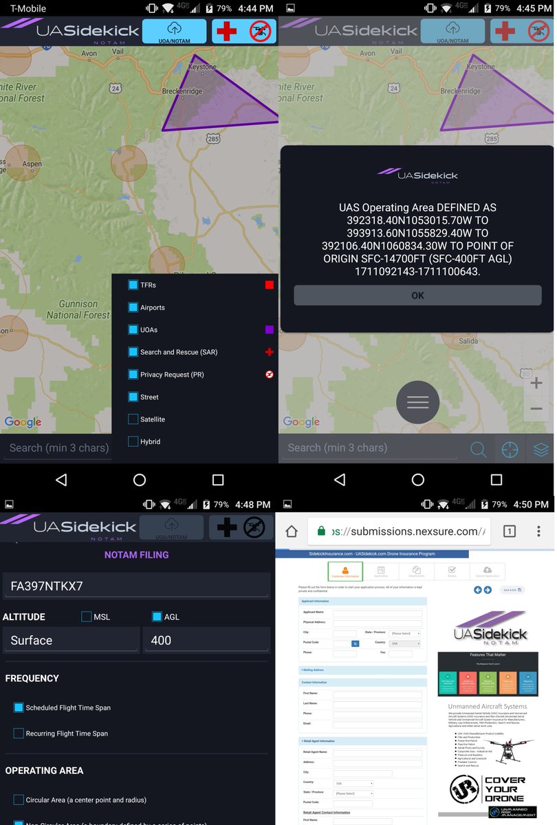 UASInsurance's tweet photo. The #FAA Drone Traffic Management framework and #LAANC is integrated and working and used by 80k users today. https://t.co/PBpMpjPatR and UASidekick #DronePilot at no cost to users.... https://t.co/9hxPASCh9i https://t.co/2C6jmd49zp