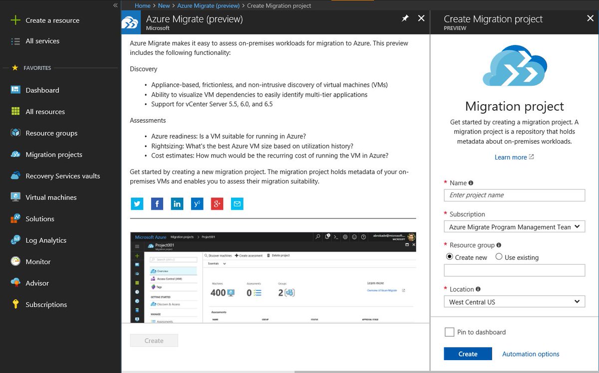 techgoodscanada's tweet photo. Become acquainted with @Azure #Migrate, a new #service that provides guidance, insights, and mechanisms to assist you in migrating to Azure. Now available for preview! https://t.co/4qiKFsBuN2 https://t.co/NXorbHCX1F