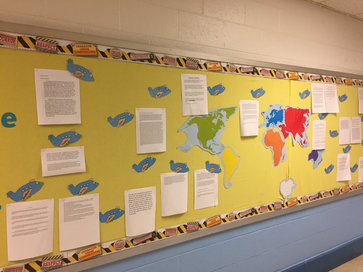 Student writing displayed all over this building. Proud principal! Thanks <a href="/laurakoldroyd/">Laura</a> 4 awesome writing PD!