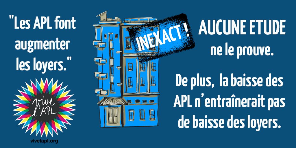 "Les APL font augmenter les loyers" ? INEXACT. Pour en savoir plus, retrouvez notre argumentaire ici : vivelapl.org/argumentaire-4/  #VivelAPL