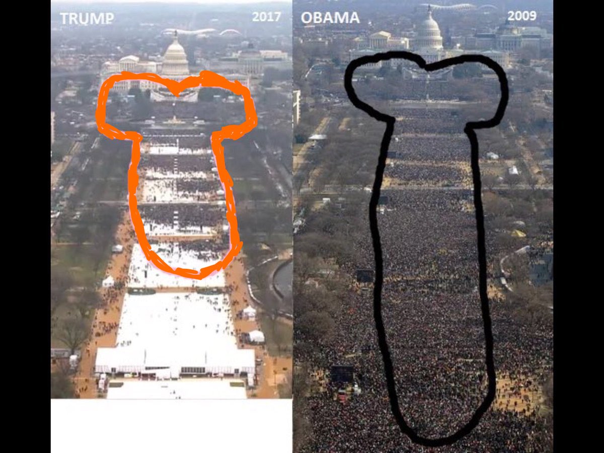 AynRandPaulRyan's tweet photo. #OnTheDayTrumpResigns, he'll finally draw the kinds of crowds Obama did at his inauguration. 65% of Americans (and folks all over the world) will be partying in the streets.

Nothing will change the size of his...inauguration crowd, though.

#WednesdayWisdom https://t.co/eXGU9UGtIh