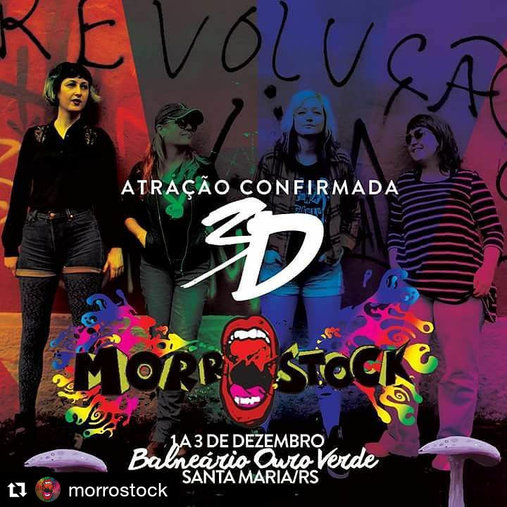 PolacaRocha's tweet photo. Mãe e filho no mesmo palco do mesmo festival. A 3D é de 86 e paramos de tocar pq engravidei do @rochapetracco, batera da @cartolas. Chora putada! #Morrostock #3D #Cartolas https://t.co/rcx6yy3mik