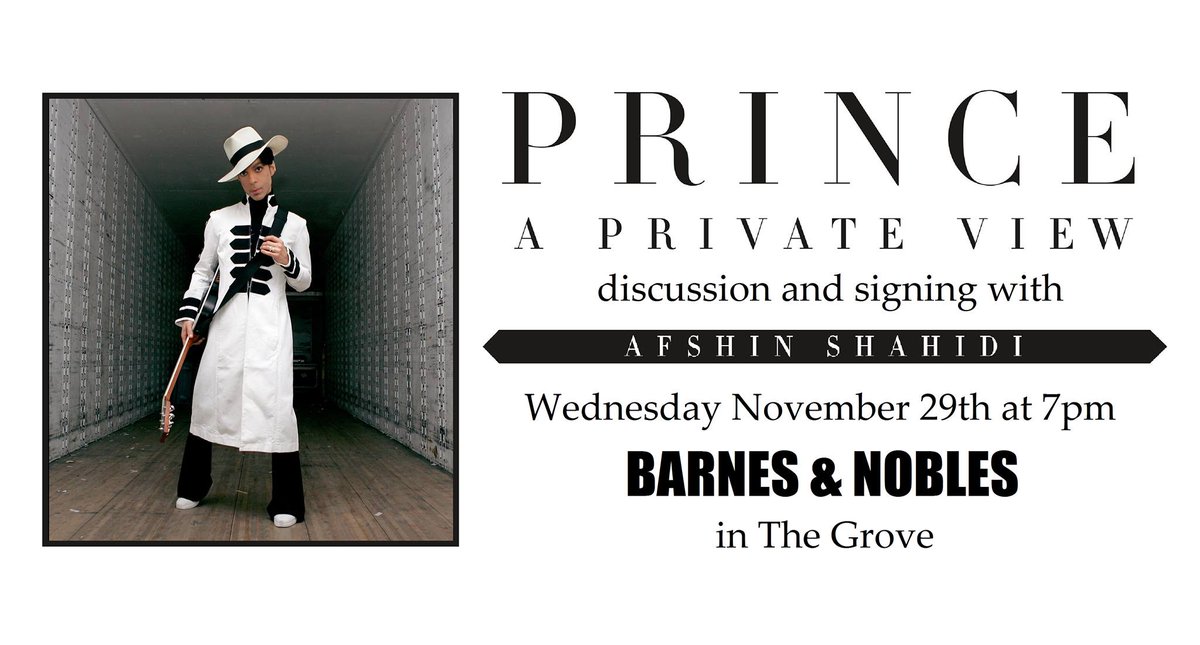 serpan99's tweet photo. #PrinceAPrivateView book signing and discussion by @AfshinShahidi at @BNEventsGrove #LosAngeles at 7pm 2day! #PRINCE4EVER ππ
β‘οΈhttps://t.co/Pg9ZM6qgzC https://t.co/1lc1nNMztW