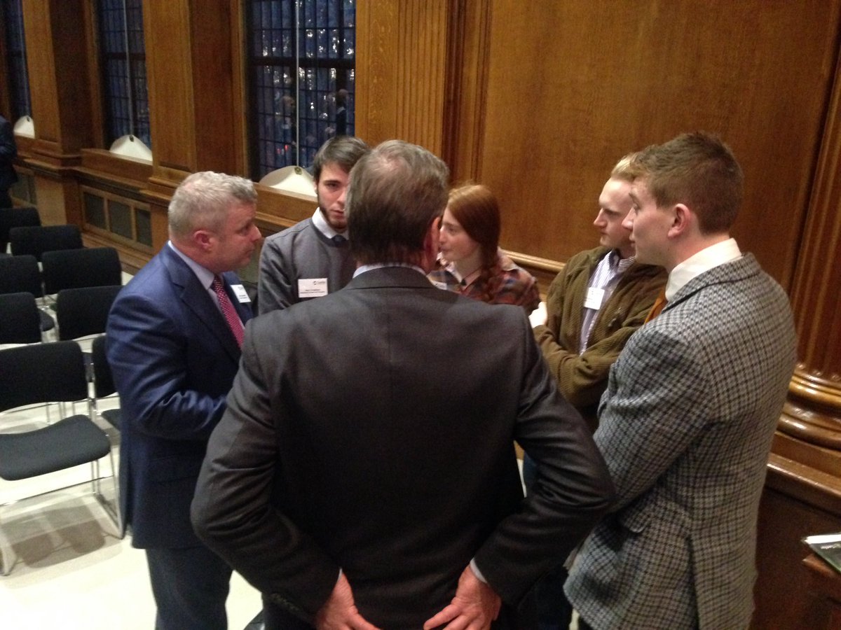 forestsandwood's tweet photo. Confor's @StuGood3 &amp; APPG #forestry chair Chris Davies MP chat to @GDennison1997 &amp; @BFSA_forestry students after #ruralfuture @RICSnews https://t.co/BATq9c3zWG
