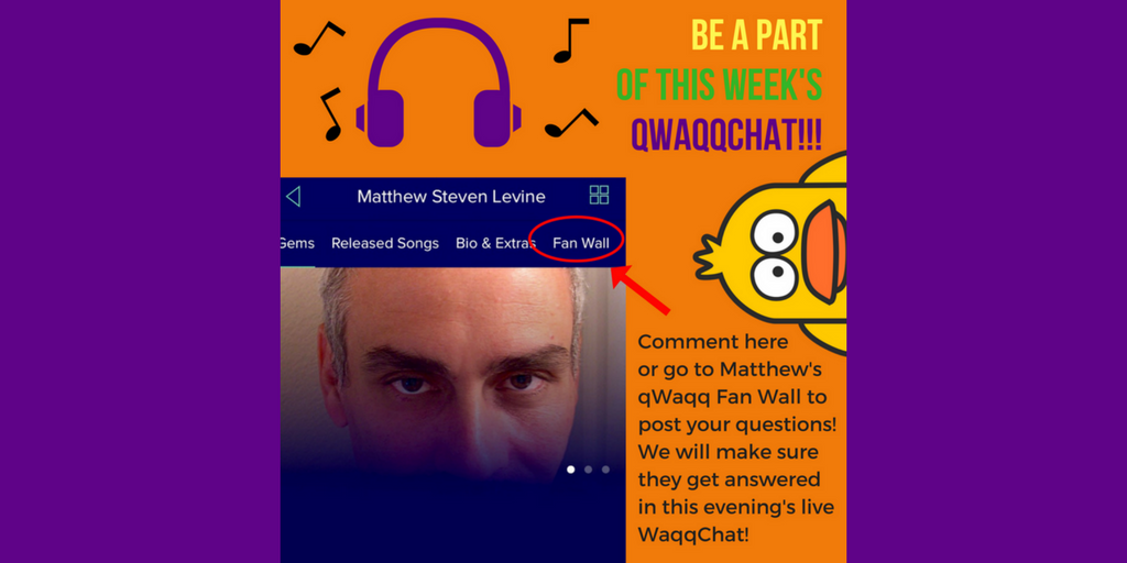 qWaqqapp's tweet photo. #Tonight at 7:30pm PST, @judfriedman will interview songwriter Matthew Steven Levine live (check it out on our Facebook Page)! Got questions for him? #Comment here or go to Michael's Songwriter page and comment on his fan wall. Check out the app:
https://t.co/6DTR0MJfBj https://t.co/c9OdXaDx2a